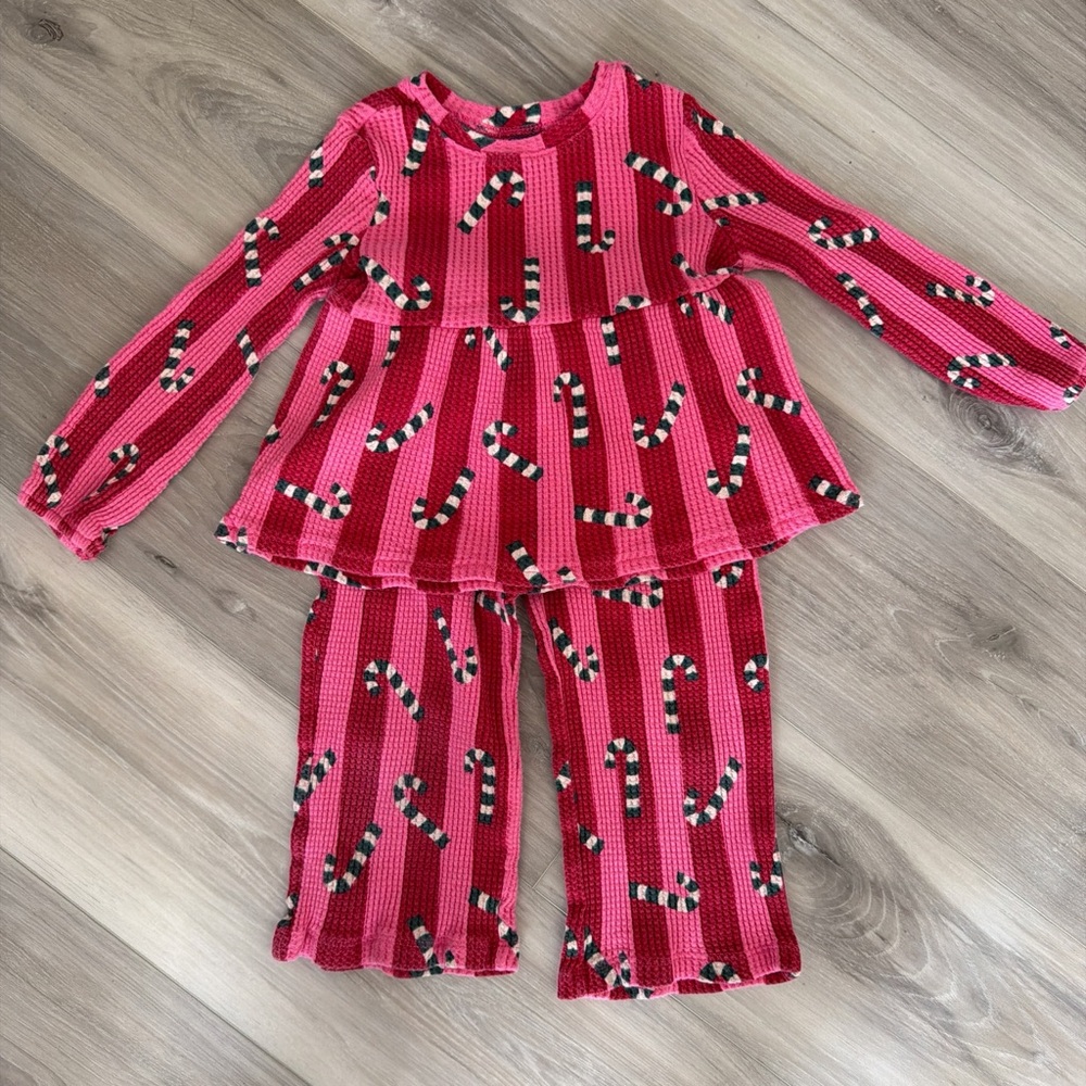 Old Navy Red Candy Cane Kids Pajama Set